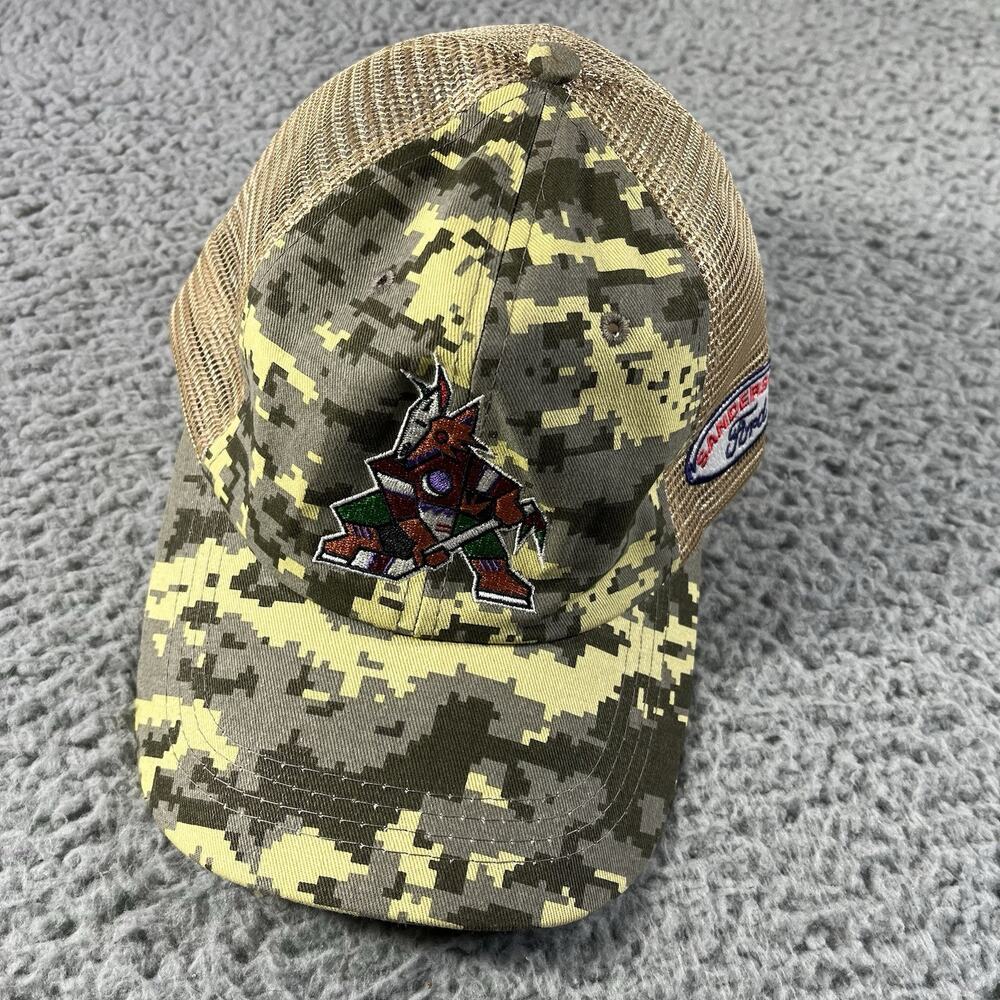 Arizona Coyotes NHL Hat Cap Digital Camo Trucker Snapback Sanderson Ford Logo